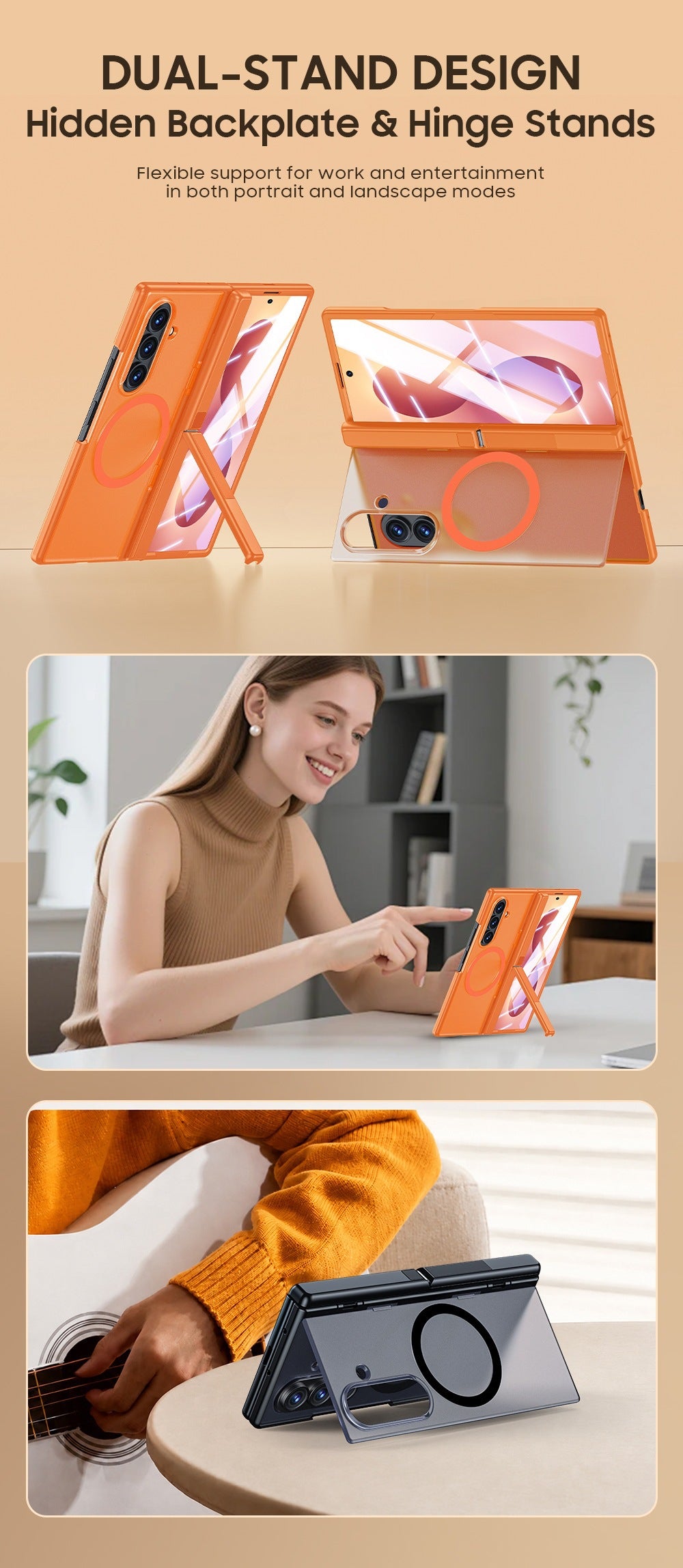 Magnetic Hinge Protective Case with Built-in Stand for Samsung Galaxy Z Fold