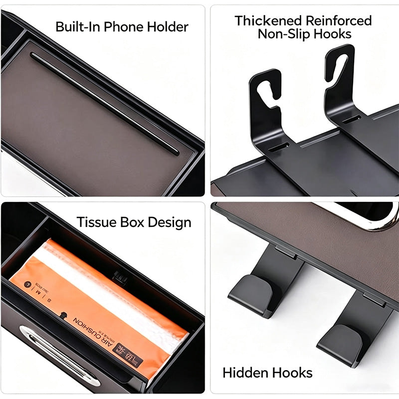 Car Multifunctional Storage box Tissue Holder Cup Holder with Bag Hooks for Car Back Seat