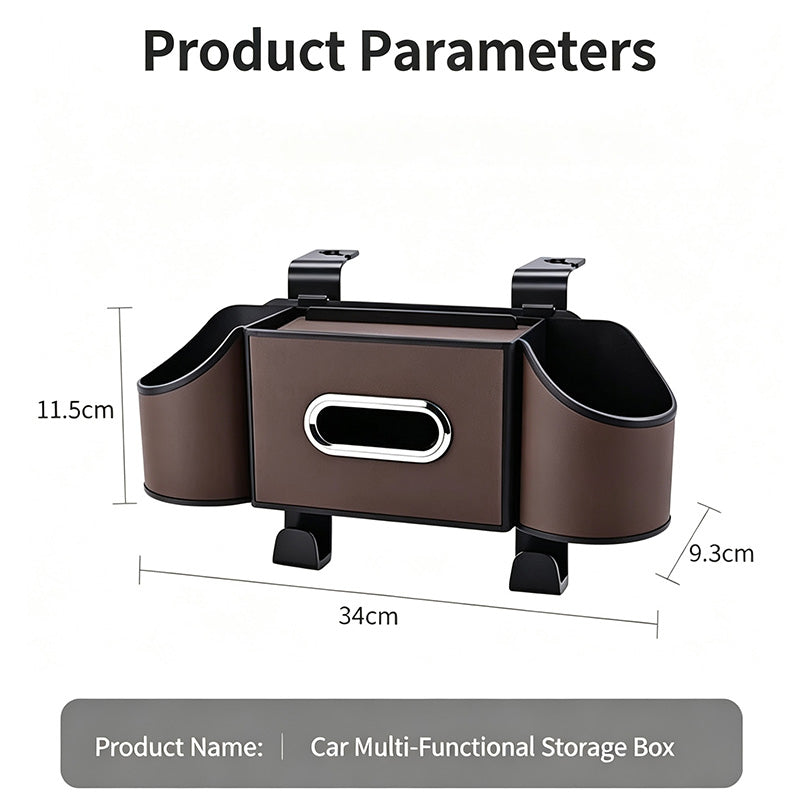 Car Multifunctional Storage box Tissue Holder Cup Holder with Bag Hooks for Car Back Seat