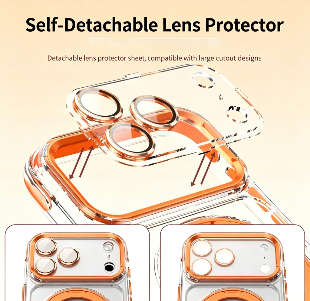 Transparent Magnetic Stand Case for iPhone Series with Lens Protection