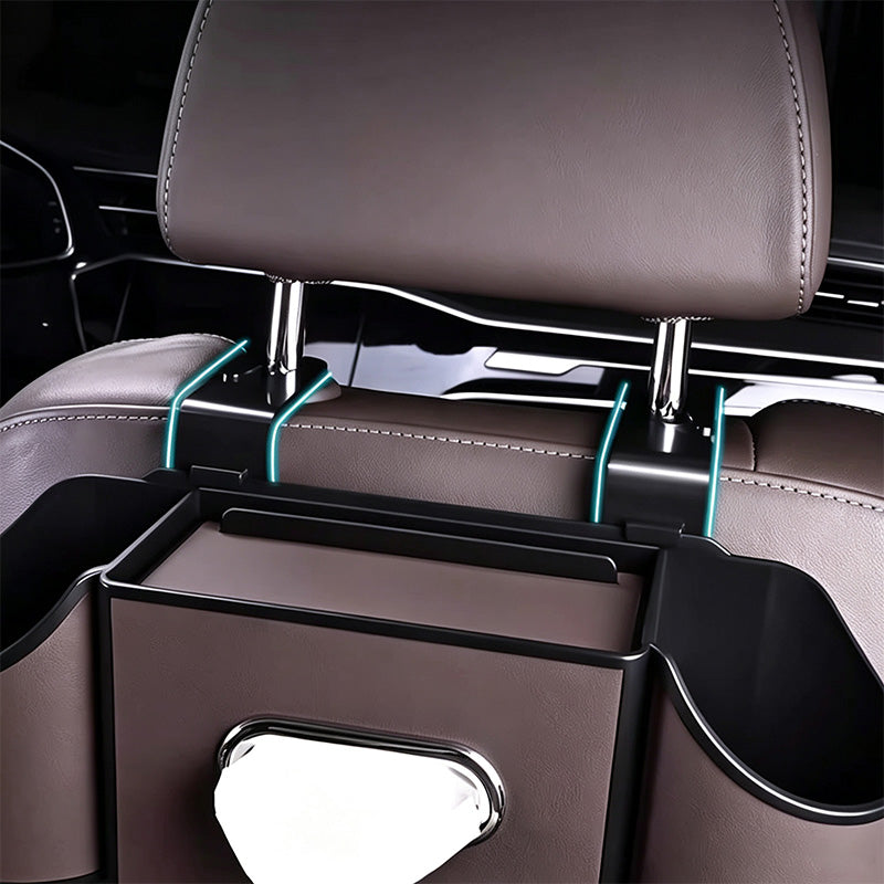 Car Multifunctional Storage box Tissue Holder Cup Holder with Bag Hooks for Car Back Seat