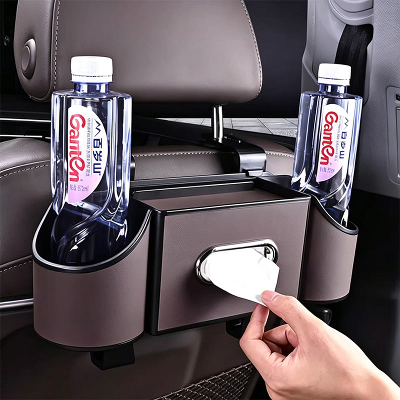 Car Multifunctional Storage box Tissue Holder Cup Holder with Bag Hooks for Car Back Seat