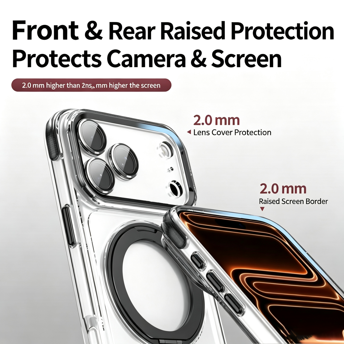 Transparent Magnetic Stand Case for iPhone Series with Lens Protection