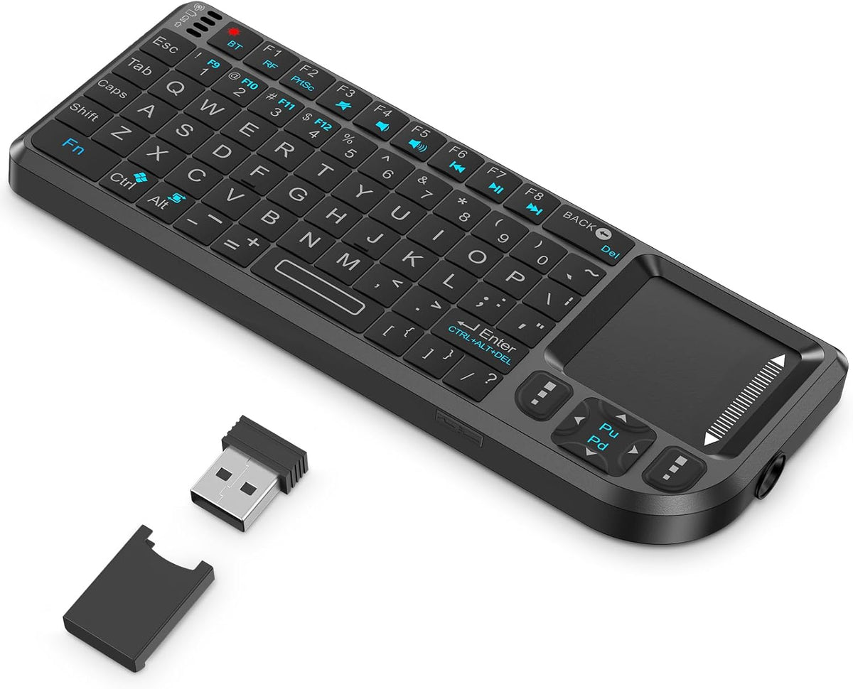 Mini Wireless Keyboard with Built-in Touchpad and Laser Pointer