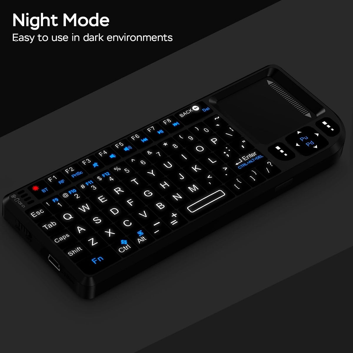 Mini Wireless Keyboard with Built-in Touchpad and Laser Pointer