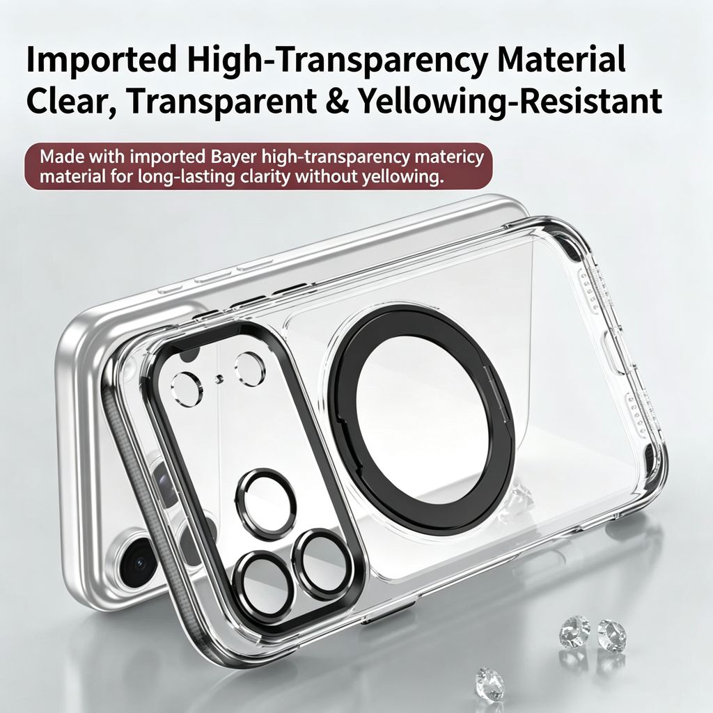 Transparent Magnetic Stand Case for iPhone Series with Lens Protection