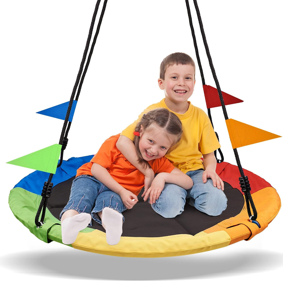 40 Inch Saucer Tree Swing Flying 600lb Weight Capacity 2 Added Hanging Straps Adjustable