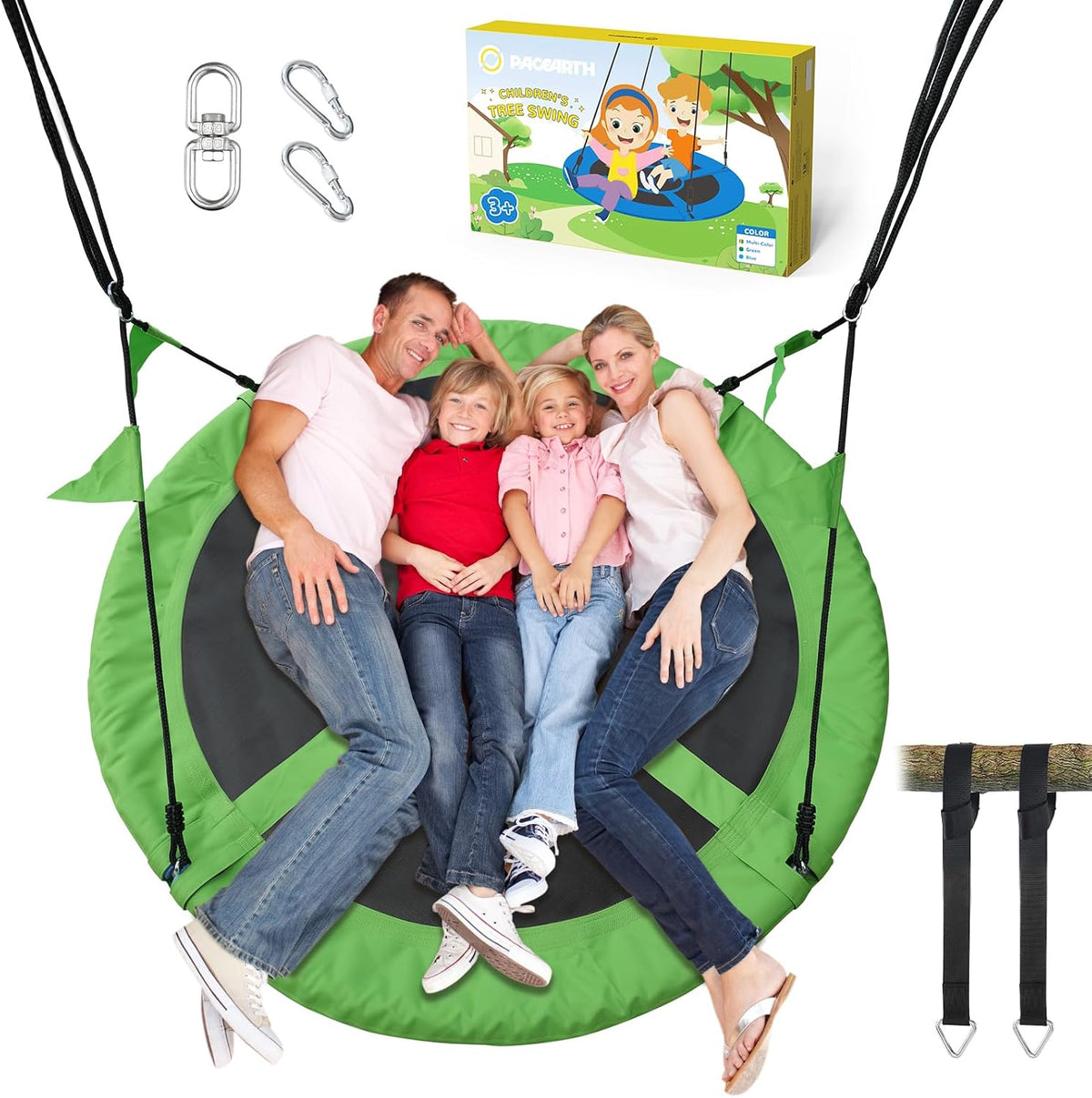 40 Inch Saucer Tree Swing Flying 600lb Weight Capacity 2 Added Hanging Straps Adjustable
