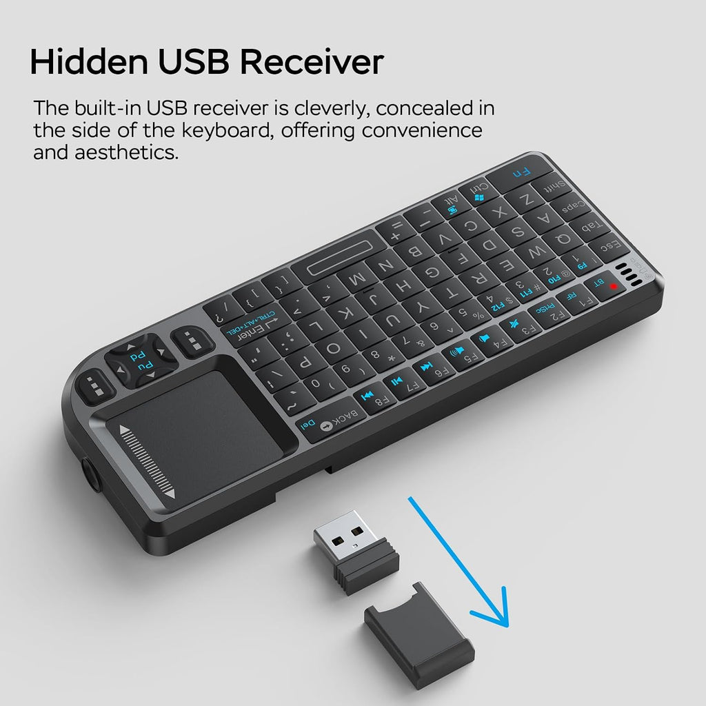 Mini Wireless Keyboard with Built-in Touchpad and Laser Pointer