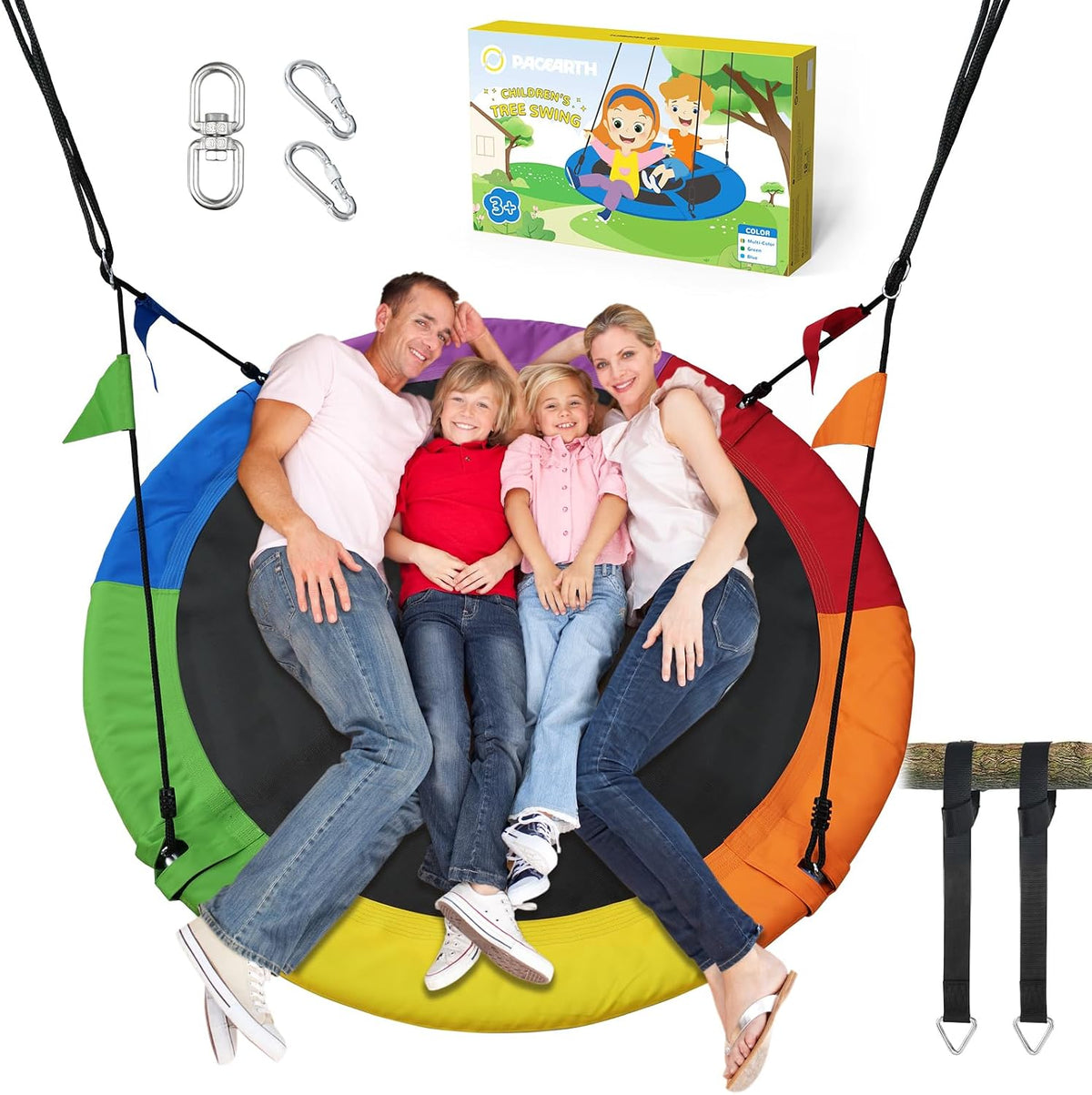40 Inch Saucer Tree Swing Flying 600lb Weight Capacity 2 Added Hanging Straps Adjustable