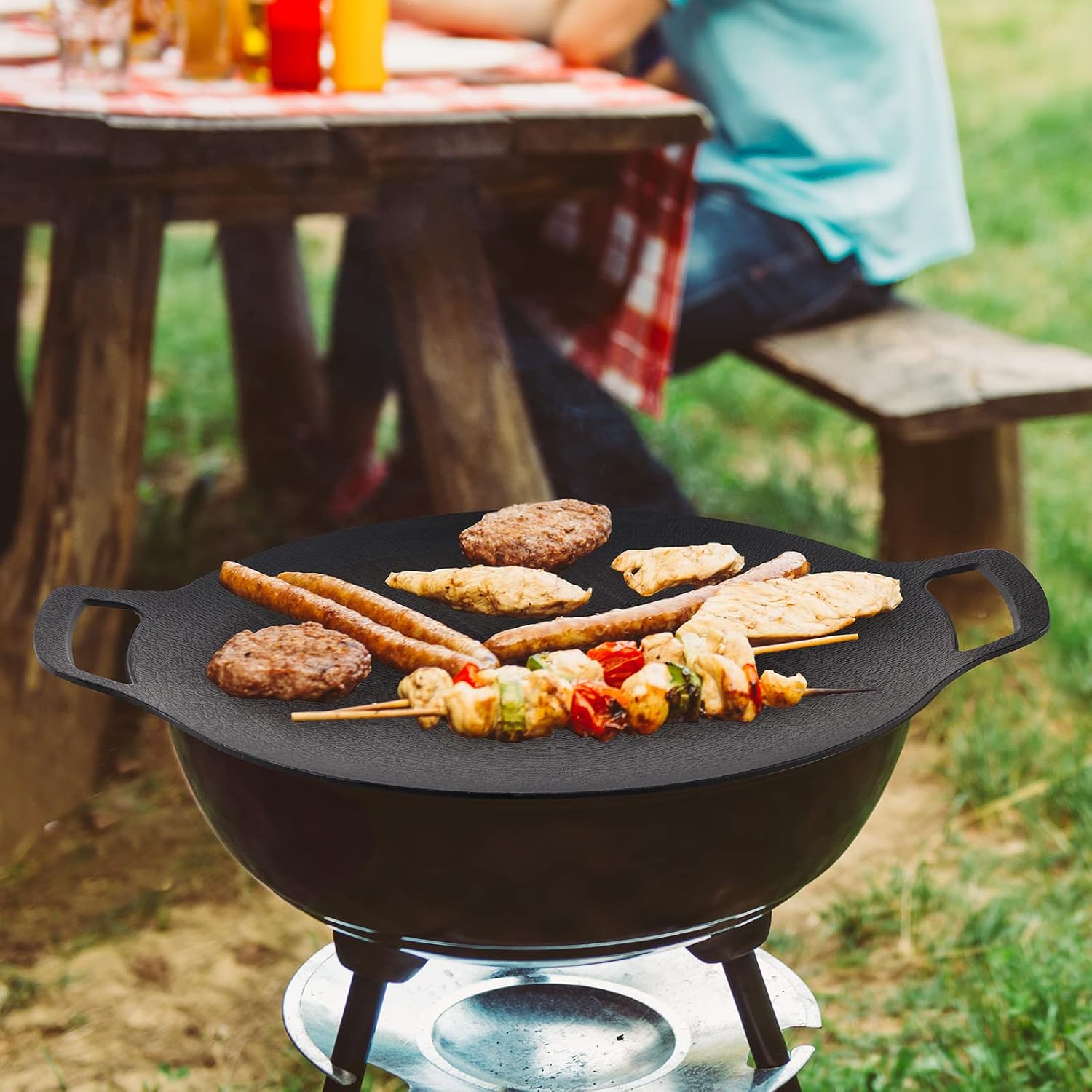 13" Round BBQ Griddle, Compatible for Induction, Gas Stove, Electric Cooktop
