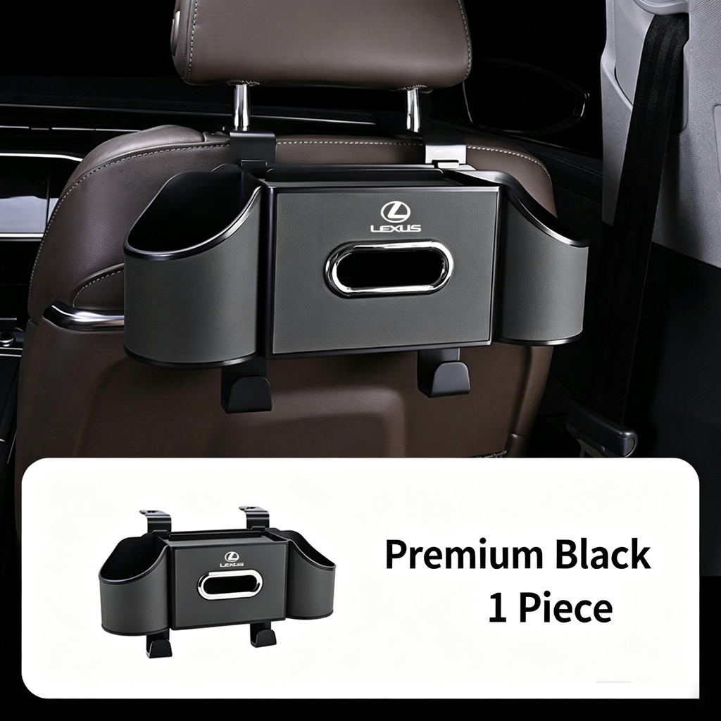 Car Multifunctional Storage box Tissue Holder Cup Holder with Bag Hooks for Car Back Seat