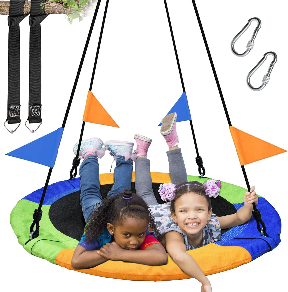 40 Inch Saucer Tree Swing Flying 600lb Weight Capacity 2 Added Hanging Straps Adjustable