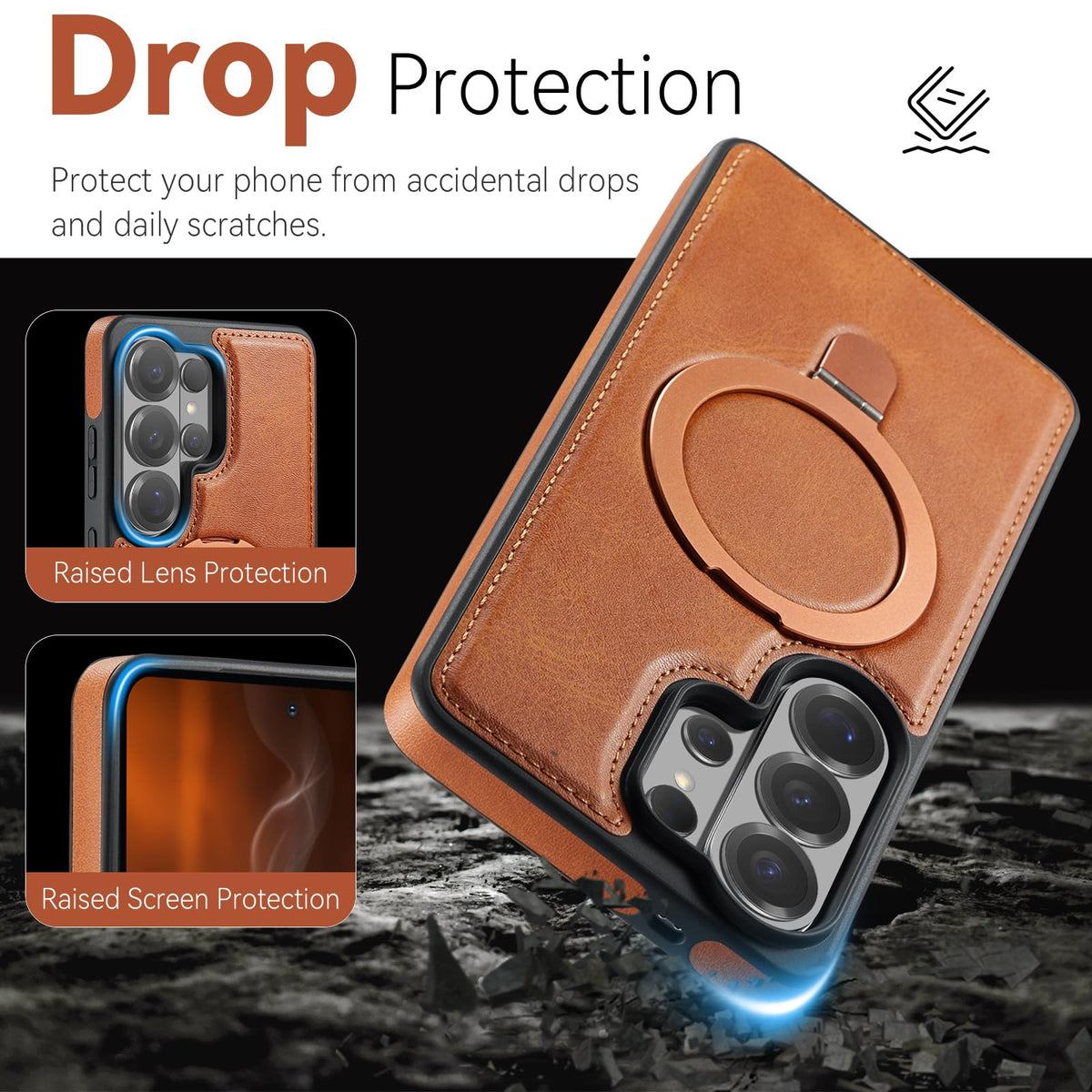 Magnetic Leather Kickstand Case for Samsung Galaxy