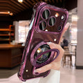 Magnetic Clear iPhone Case with Built-in Kickstand, Anti-Yellow Electroplated Shockproof Phone Cover