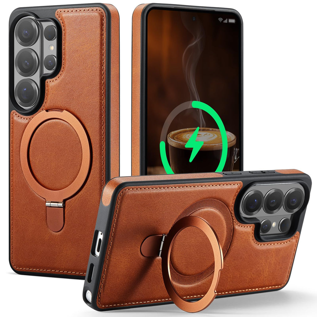Magnetic Leather Kickstand Case for Samsung Galaxy