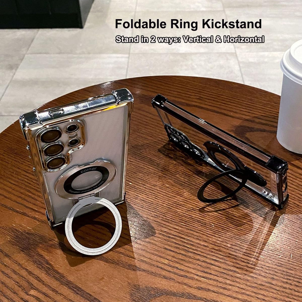 For Samsung Galaxy S26\25\24\23\22 Series Case with Magnetic Ring Stand, Shockproof Plating Soft Case