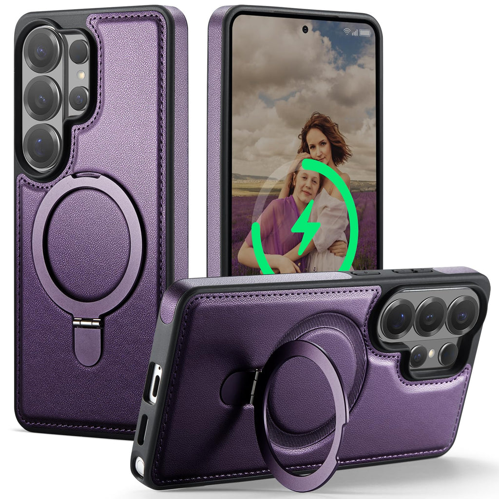 Magnetic Leather Kickstand Case for Samsung Galaxy