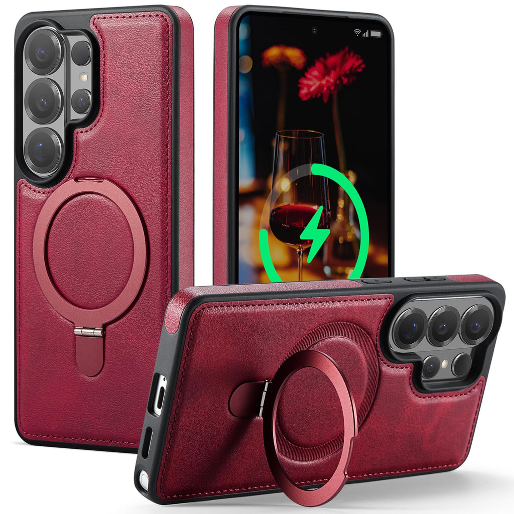 Magnetic Leather Kickstand Case for Samsung Galaxy