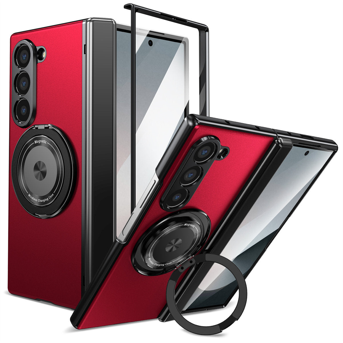 For Samsung Z Fold Series Aluminum Alloy Foldable Phone Case With Ring Kickstand