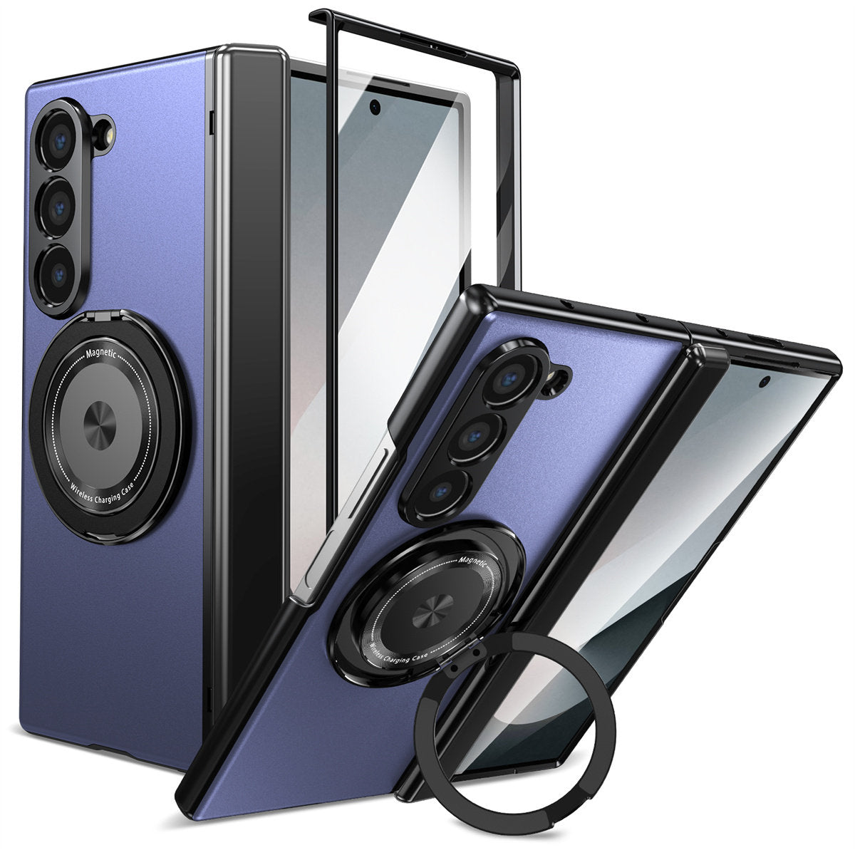 For Samsung Z Fold Series Aluminum Alloy Foldable Phone Case With Ring Kickstand